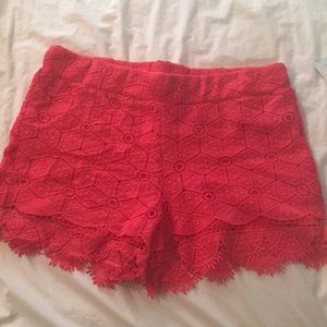Lined coral lace shorts